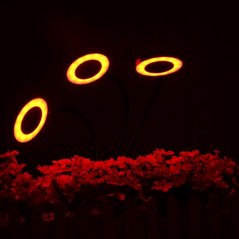 Lustreon Usb 18w 3heads Clip-on Grow Light Stmívatelné Časovací Lampa Na Rostliny Pro Pokojovou Květinu Dc5v