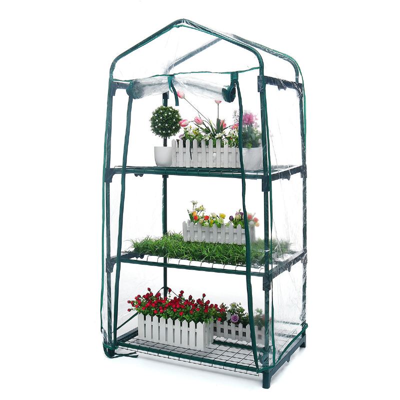 Mini Skleník Auedw 3 Police Vnitřní/venkovní S Krytem Na Zip A Kovovými Policemi Pro Pěstování Zeleniny Květiny A Sazenice Grow Box