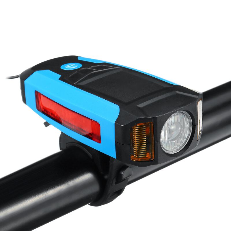 3-v-1 300lm Cob Cyklistický Světlomet Lcd Obrazovka 5-režimová Lampa Rámu Jízdního Kola 130db Bike Horn Vodotěsná Venkovní Cyklistika