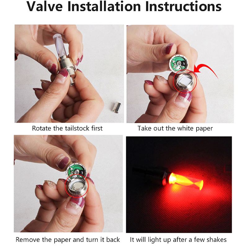 Bike Light Leds Plášťové Krytky Ventilků Kola Led Světlo
