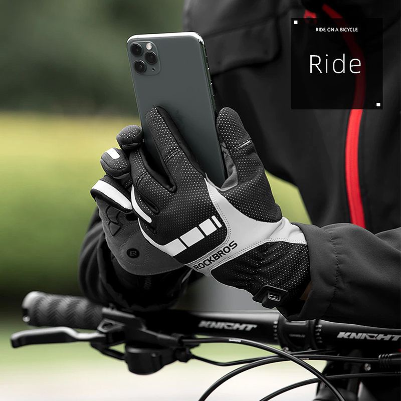 Cyklistické Rukavice S Celoprstovým Zimním Dotykovým Displejem Vyhřívané Usb