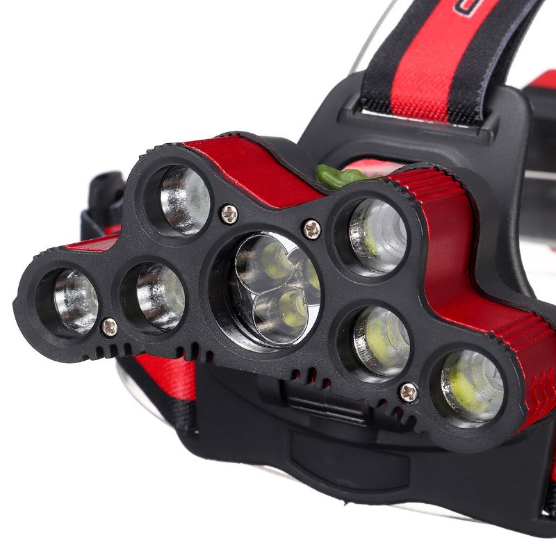 Elfeland 2501-b 6 Režimů 7xt6+2xq5 Led Venkovní Hlavová Svítilna Vodotěsná Ultra Jasná Čelovka S Sos Píšťalkou