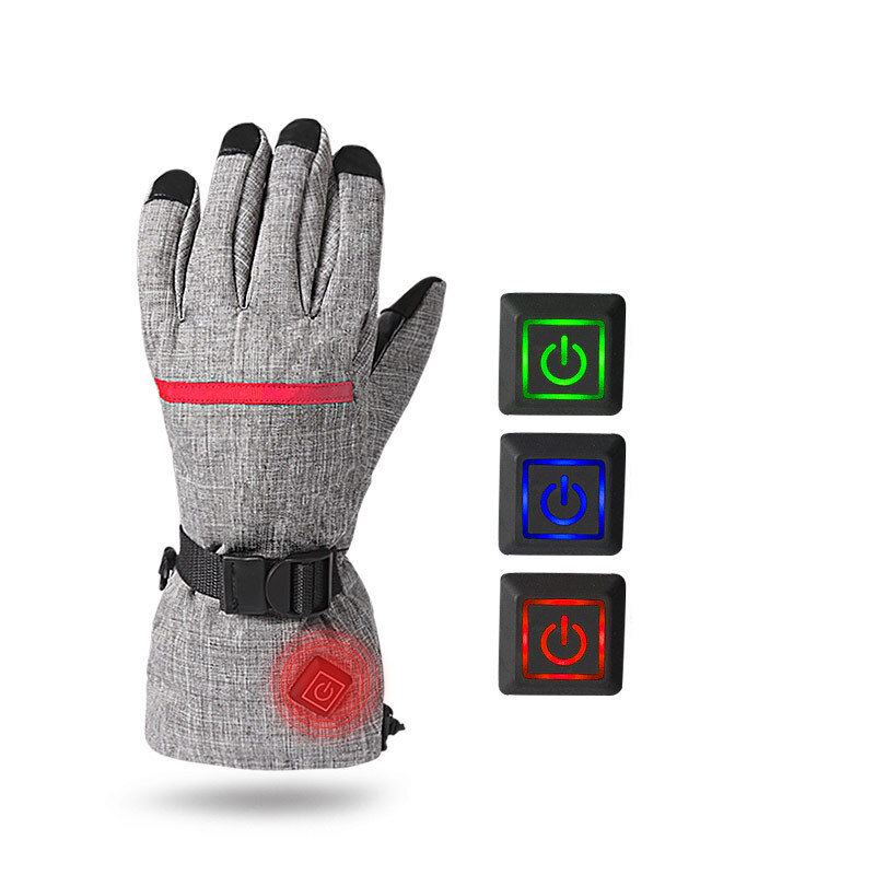 Motocyklové Vyhřívané Rukavice Full Finger Usb Nabíjení 3 Rychlostní Nastavitelná Dotyková Obrazovka Lyžařské Vodotěsné Termorukavice Pro Sněžný Skútr Cyklistické Kolo