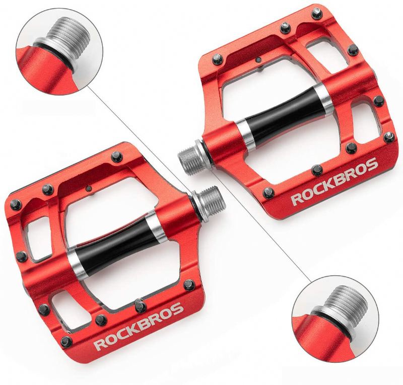Pedály Na Kolo Rockbros Mtb Na Ploché Hliník 9/16" Protiskluzové Utěsněné Ložisko 21ks Nánožníky Na Platformu Na Kola Ze Slitiny