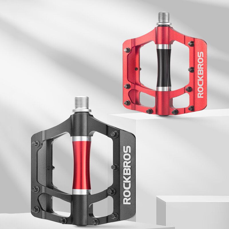 Pedály Na Kolo Rockbros Mtb Na Ploché Hliník 9/16" Protiskluzové Utěsněné Ložisko 21ks Nánožníky Na Platformu Na Kola Ze Slitiny