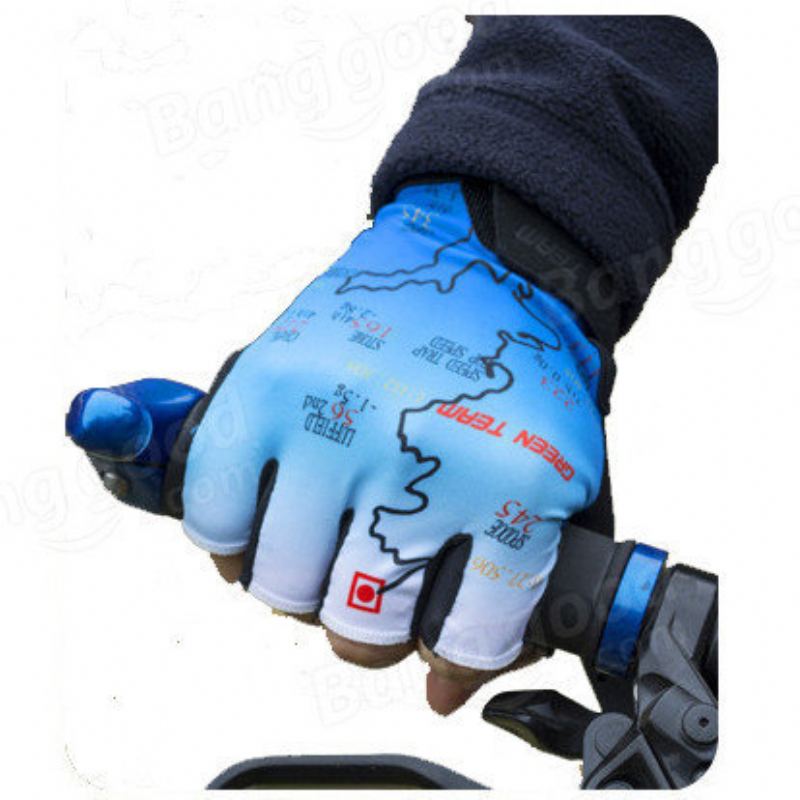 Rukavice Pro Horskou Cyklistiku Half Finger Bike Motocross Sports Bicycle Map Print Motorcycle Mitten