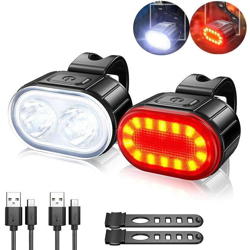 Sada Usb Nabíjení Led Předního A Zadního Světla Na Kolo