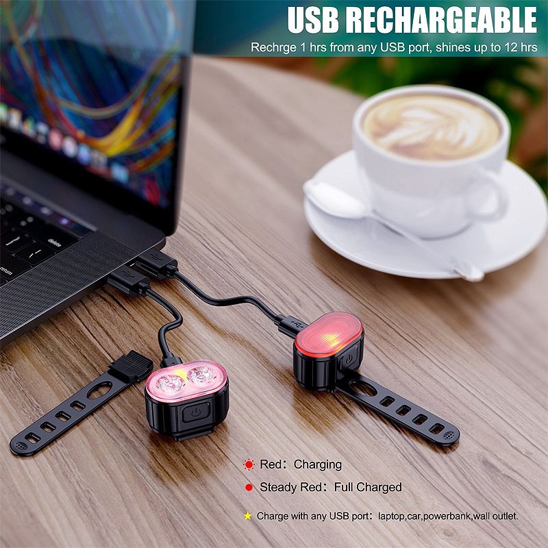 Sada Usb Nabíjení Led Předního A Zadního Světla Na Kolo