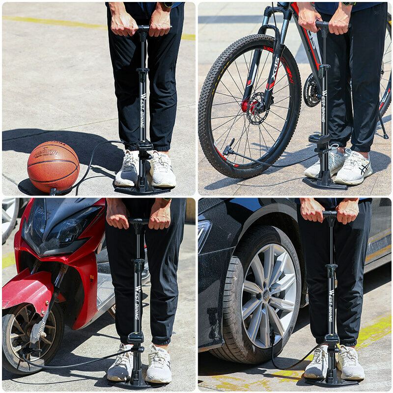West Biking 145psi Tlaková Vzduchová Pumpa Na Kolo Digitální Elektronická Obrazovka Tlakoměr Vzduchu Multifunkční Tryska Venkovní Cyklistická Basketbalová