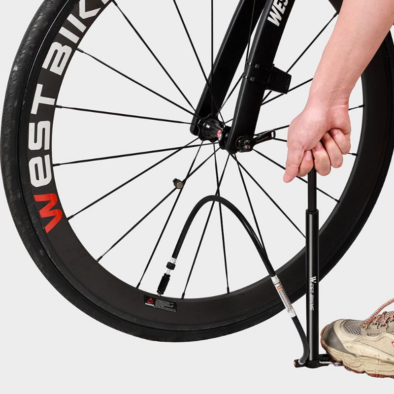 West Biking Vysokotlaká Podlahová Pumpa Aktivovaná Nohou 160psi Cyklistická Vzduchová S Ventilem Schrader Presta