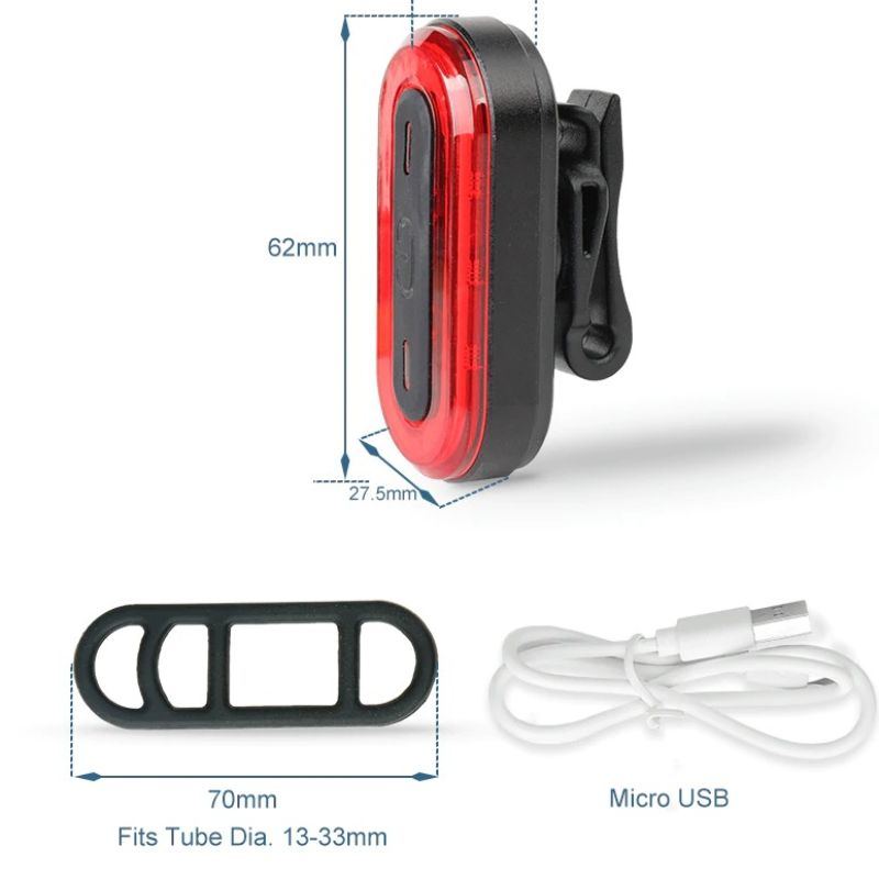 Zadní Světlo Na Kolo Usb Nabíjení Led