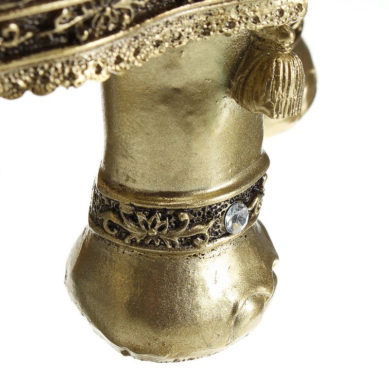 Lucky Charm Fengshui Maskot Golden Elephant Pryskyřice Mini Socha Domácí Stůl Ornamenty Dárky Dekorace