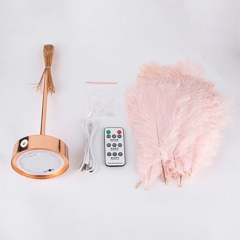 Péřová Stolní Lampa Napájení Usb/aa Baterií
