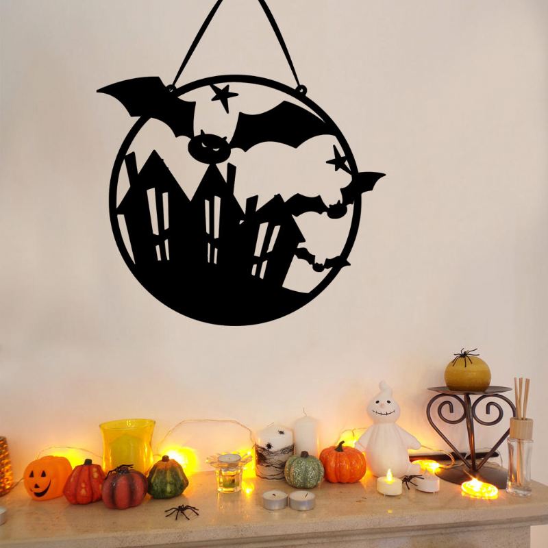 Jm01510 Netkaná Textilie Čarodějnice Je V Halloweenském Závěsném Štítku Na Dveřích Závěsných Halloweenských Dekoracích Festivalová Párty