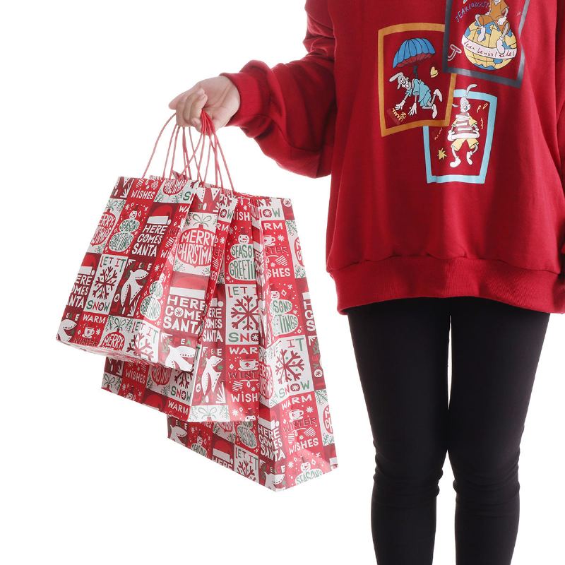 12ks/šarže Christmas Kraft Paper Bag Santa Gift Bag Candy Bag Party Sup