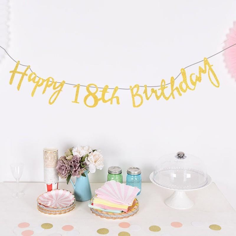 Záblesk Happy Birthday Banner Garland Věk Visící Zlatá Písmena Dekorace Prapory Vlajky De