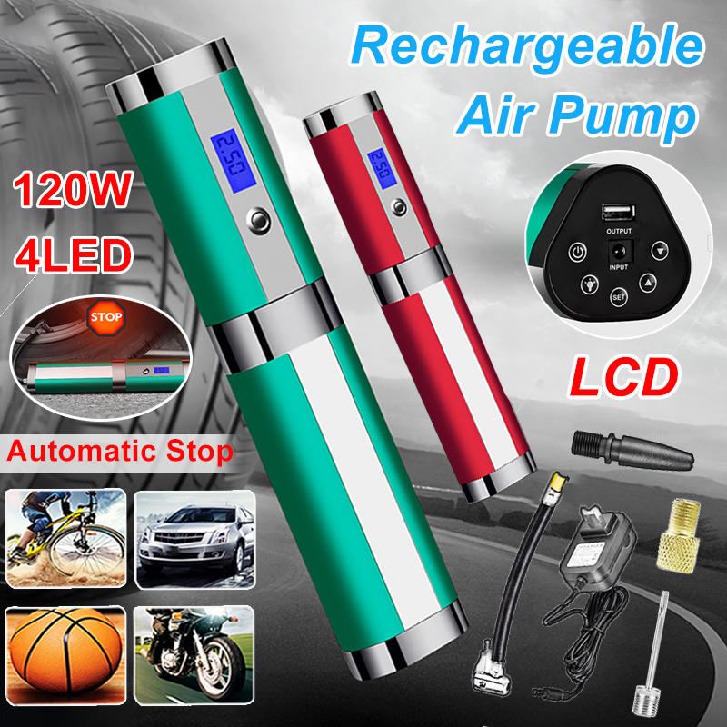 120 W 35 L/min Bezdrátová Pumpa Na Vzduchové Pneumatiky Led Usb Kompresor Digitální Hustilka Pro Motocykl Jízdní Kolo Auto