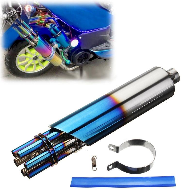 32mm Tlumič Výfuku Motocyklu Rotační Ventilační Potrubí Modrá Nerezová Ocel