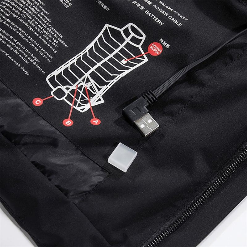 7 Vyhřívaných Podložek Elektrická Vyhřívaná Vesta Usb Zimní Zateplená Bunda Unisex S Kapucí Oblečení Inteligentní Konstantní Teplota M-7xl