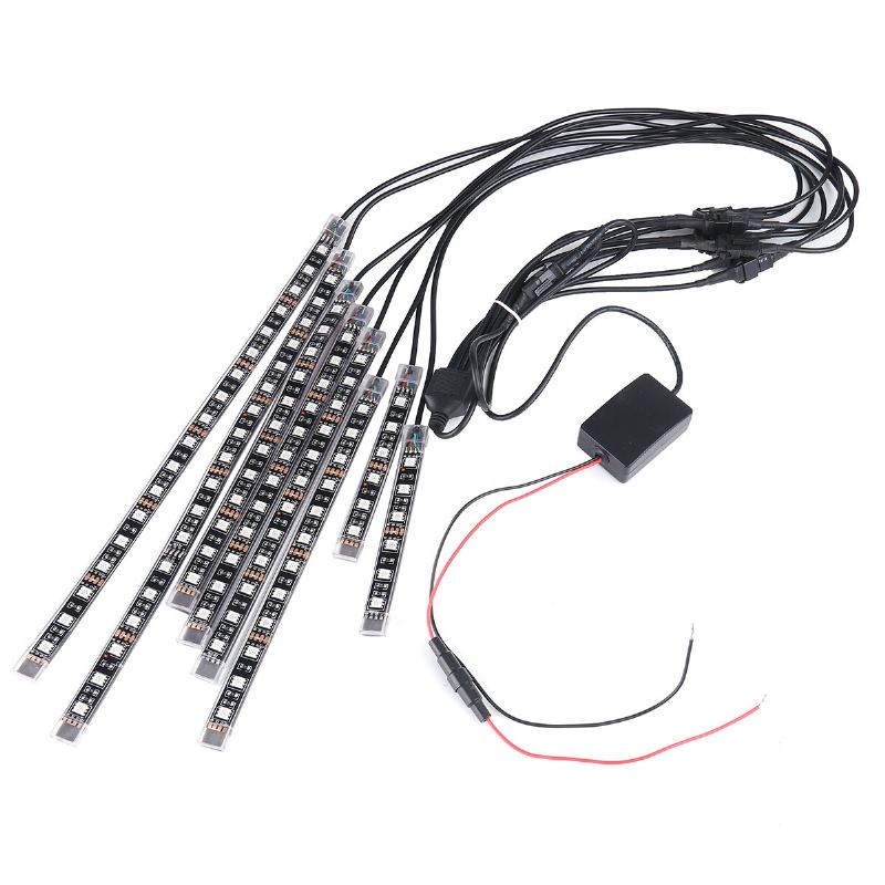 8 Ks Motocyklové Led Světelné Proužky Dc 12-voltové Vodotěsné Rgb Vícebarevné Podsvícení Neonové Osvětlení S Atmosférickým Efektem Země S Dálkovým Ovládáním A Lepicími Sponami