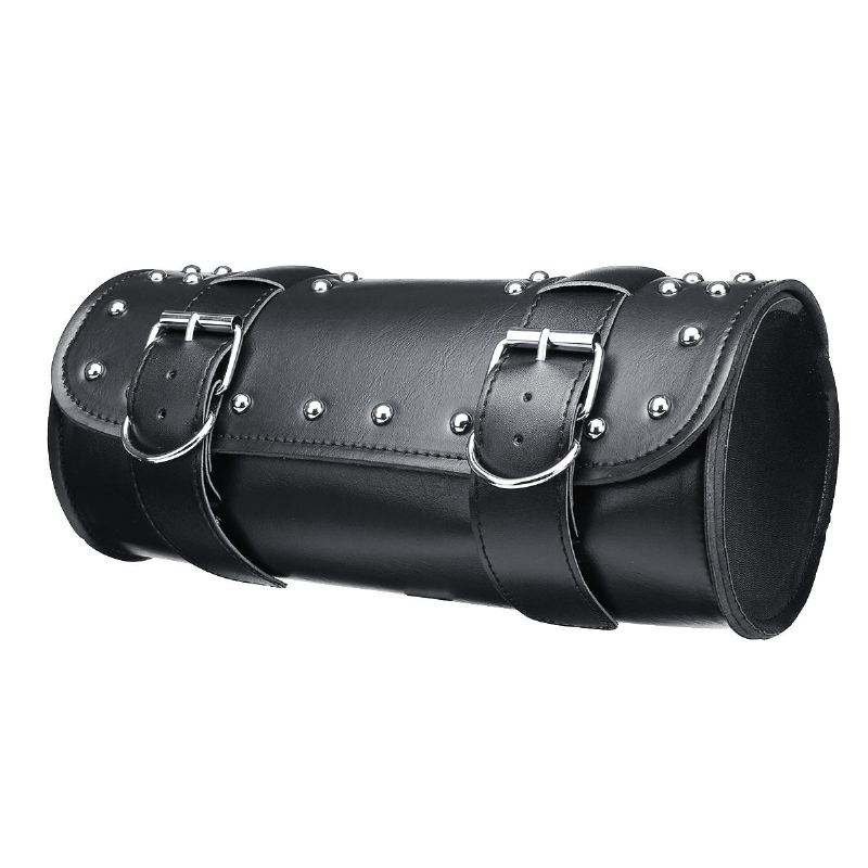 Motocykl Pu Kůže Černá Taška Na Nářadí Přední Vidlice Řídítka Sedlové Brašny Roll Barrel Style