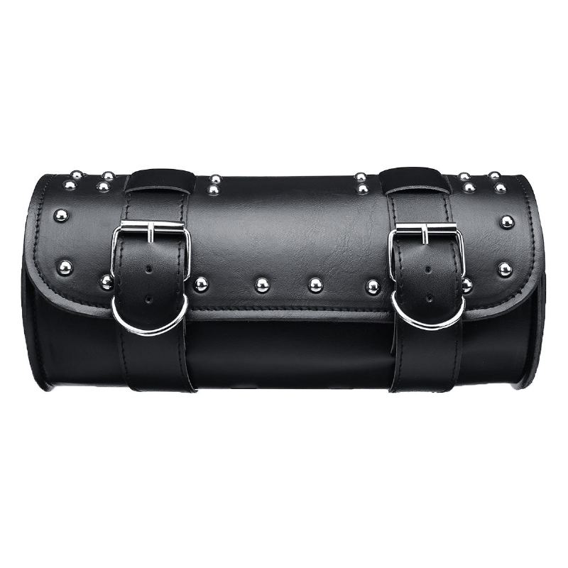 Motocykl Pu Kůže Černá Taška Na Nářadí Přední Vidlice Řídítka Sedlové Brašny Roll Barrel Style
