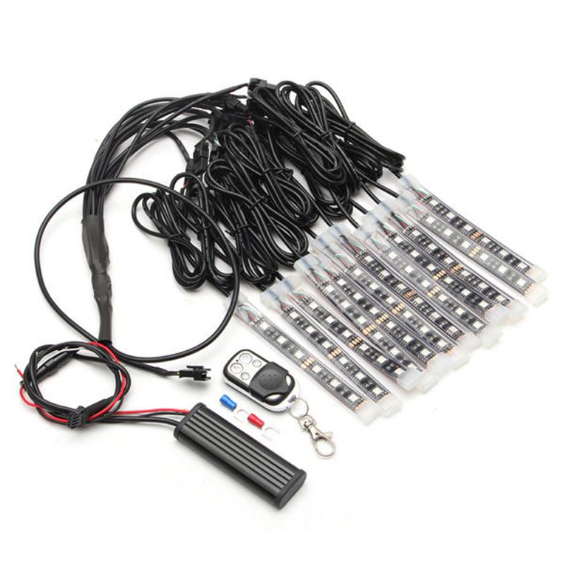 Sada 12x Led Dálkového Bezdrátového Proužku S Neonovým Světlem Pro Auto Nákladní Automobil Loď Motorové Kolo