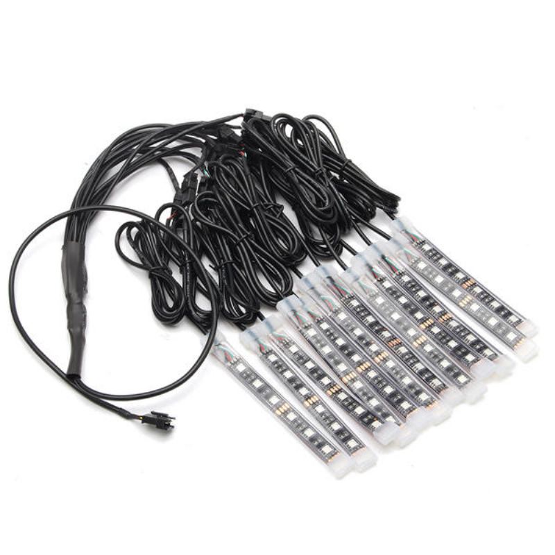 Sada 12x Led Dálkového Bezdrátového Proužku S Neonovým Světlem Pro Auto Nákladní Automobil Loď Motorové Kolo