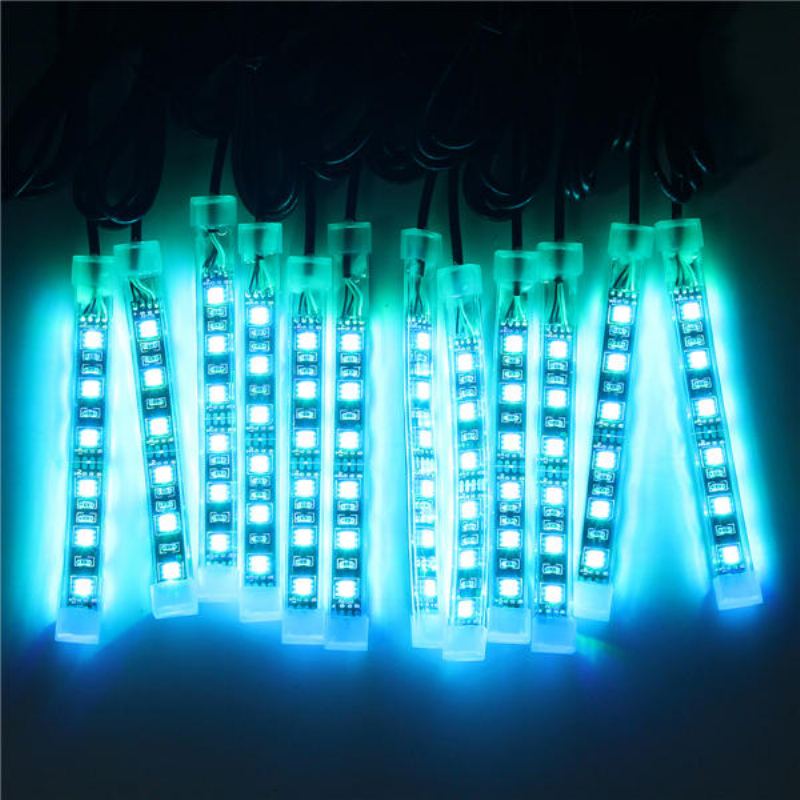 Sada 12x Led Dálkového Bezdrátového Proužku S Neonovým Světlem Pro Auto Nákladní Automobil Loď Motorové Kolo