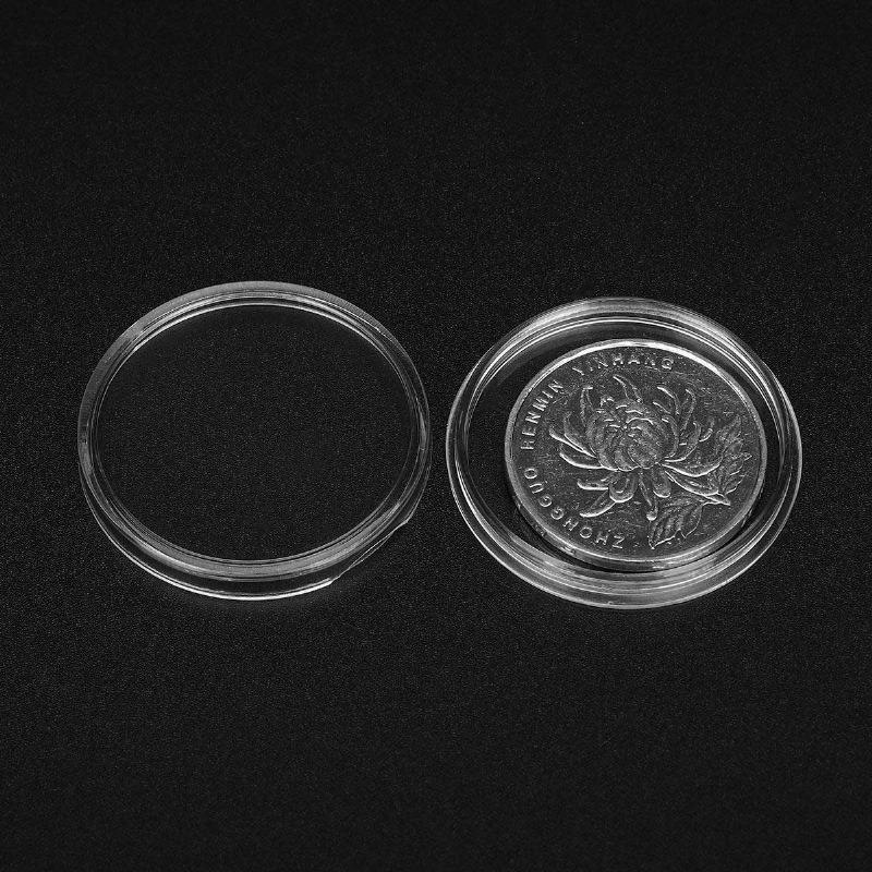 100pcs 27mm Schránka Na Mince Kulaté Pouzdra Aplikovaná Průhledná Přenosná Kulatá Krabička