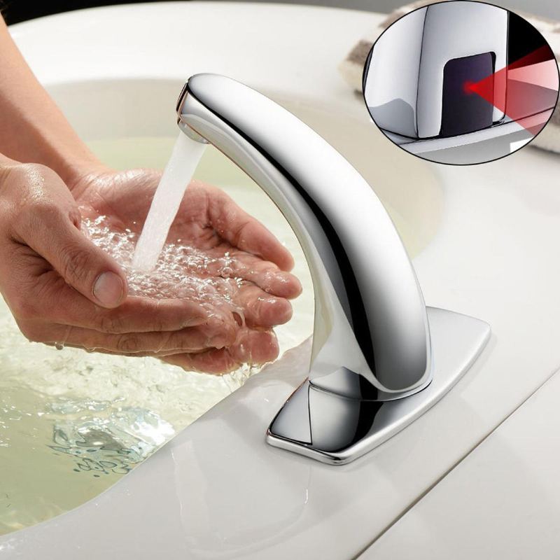 Koupelnové Umyvadlové Baterie Senzorová Chromová Mosaz Automatická Handsfree Infračervená Umyvadlová
