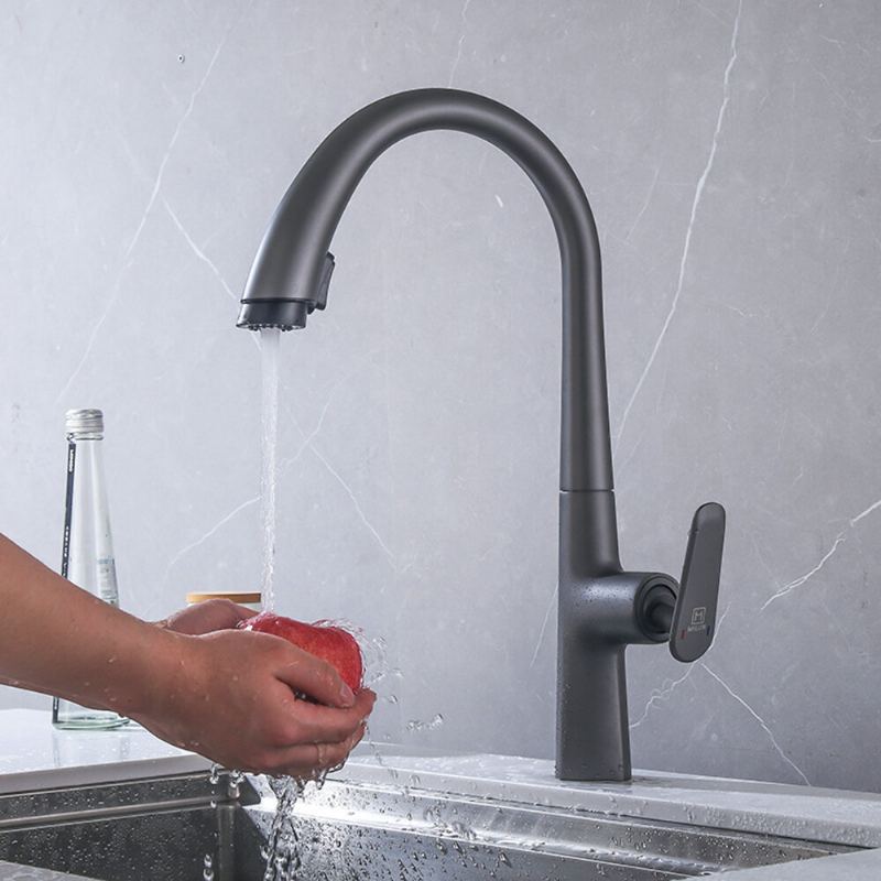 Nová Mosazná Kuchyňská Baterie S Jednoduchým Otvorem Výsuvná Hubice