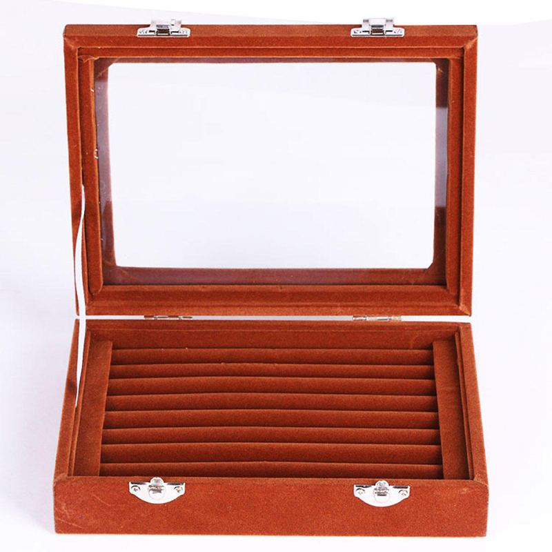 Šperky Velvet Wood Prsten Display Organizer Box Držák Zásobník Úložné Pouzdro Na Náušnice