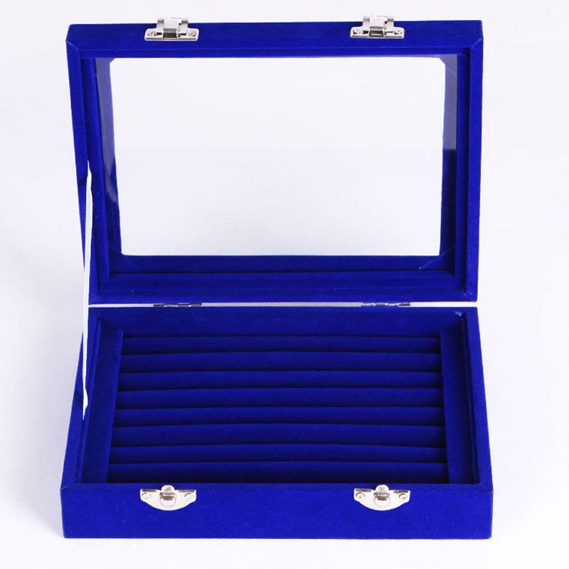 Šperky Velvet Wood Prsten Display Organizer Box Držák Zásobník Úložné Pouzdro Na Náušnice