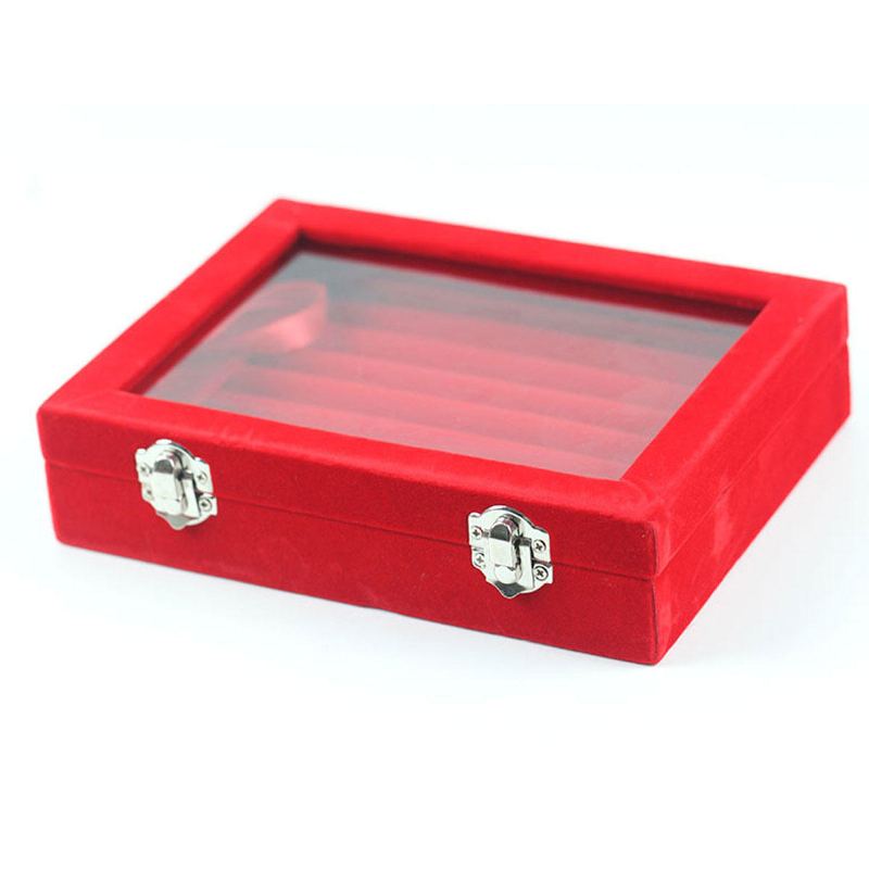 Šperky Velvet Wood Prsten Display Organizer Box Držák Zásobník Úložné Pouzdro Na Náušnice