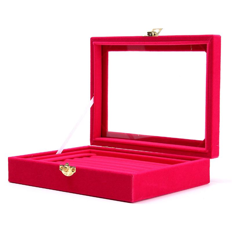 Šperky Velvet Wood Prsten Display Organizer Pouzdro Držák Podnosu Náušnice Úložný Box