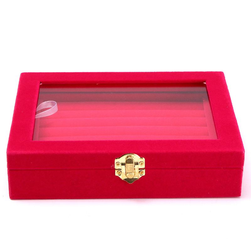 Šperky Velvet Wood Prsten Display Organizer Pouzdro Držák Podnosu Náušnice Úložný Box