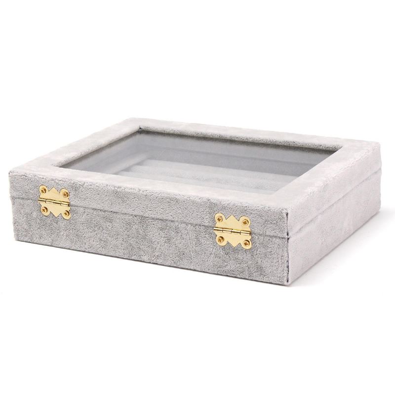 Šperky Velvet Wood Prsten Display Organizer Pouzdro Držák Podnosu Náušnice Úložný Box
