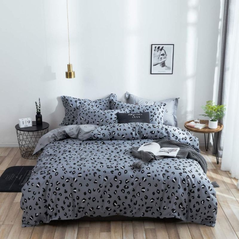 100% Bavlna 3 Ks Moderní Design Leopardí Ložní Souprava Sada Povlečení Na Přikrývku S Potištěnými Tečkami Pro Chlapce Dospívající Dívky Děti
