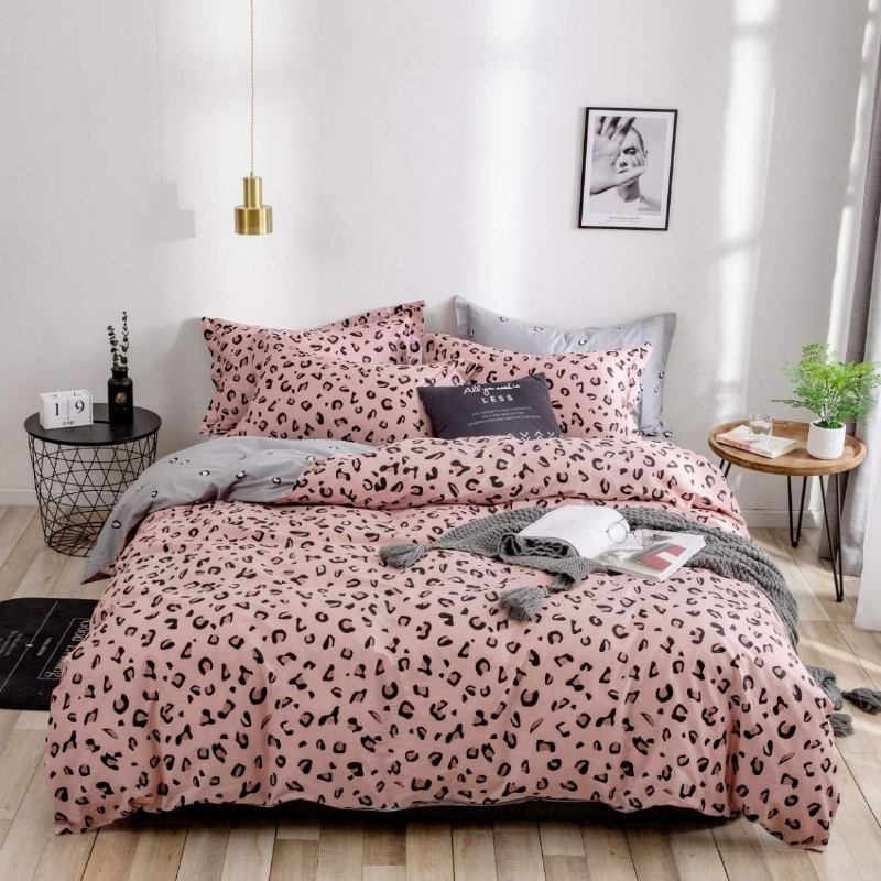 100% Bavlna 3 Ks Moderní Design Leopardí Ložní Souprava Sada Povlečení Na Přikrývku S Potištěnými Tečkami Pro Chlapce Dospívající Dívky Děti