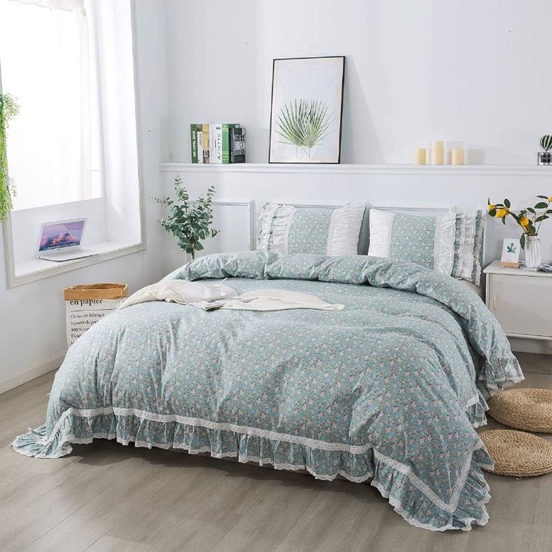 100% Bavlna Shabby Farmhouse Květinové Povlečení Sada 3 Ks.