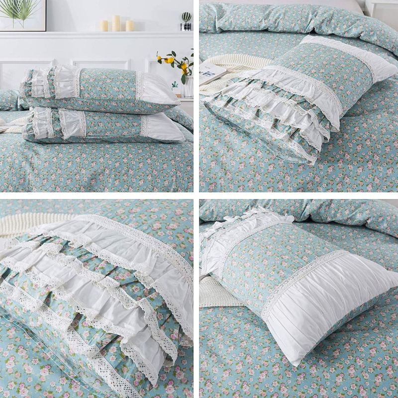 100% Bavlna Shabby Farmhouse Květinové Povlečení Sada 3 Ks.