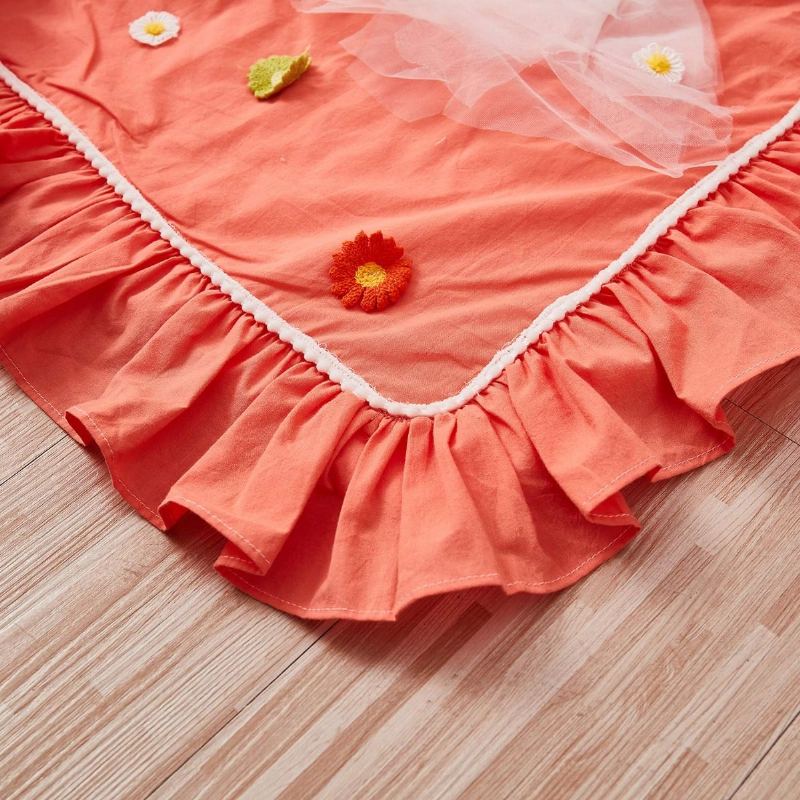 100% Praná Bavlna Coral Girls Dětské Postýlkové Povlečení Set Roztomilá 3d Oblečená Dívka Butterfly Floral Design Do Školky