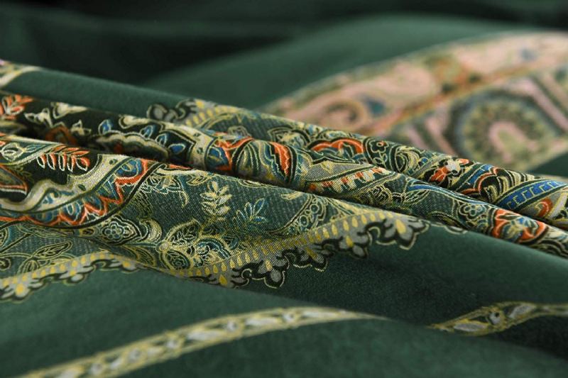 3 Ks Boho Sada Povlečení Vintage Zelená Damaškové České Sady 100% Broušená Bavlna