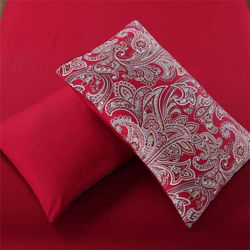 3ks Luxusní Souprava Povlečení Paisley Burgundsko Barva Bohemian Damask 800tc Sada Povlaků Na Přikrývky Ze 100% Egyptské Bavlny