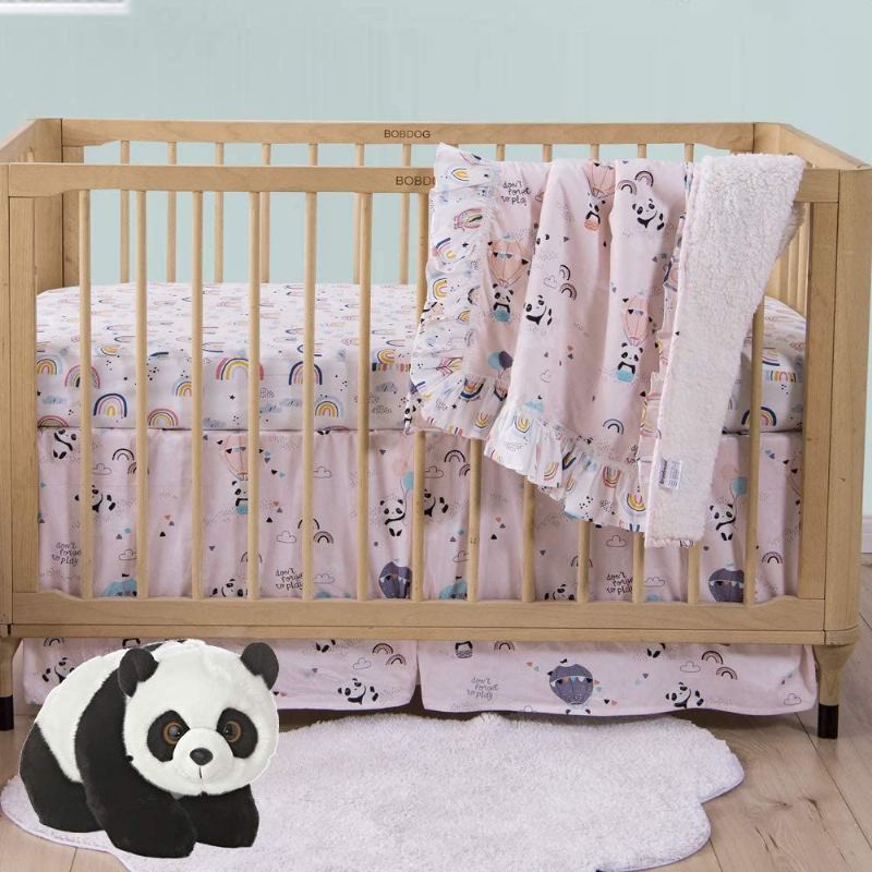 9 Ks Rainbow Cloud Panda Sada Povlečení Do Dětské Postýlky Dětská Do V Růžové Barvě