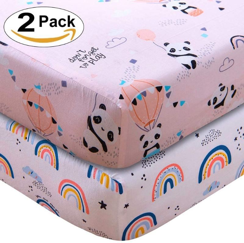 9 Ks Rainbow Cloud Panda Sada Povlečení Do Dětské Postýlky Dětská Do V Růžové Barvě