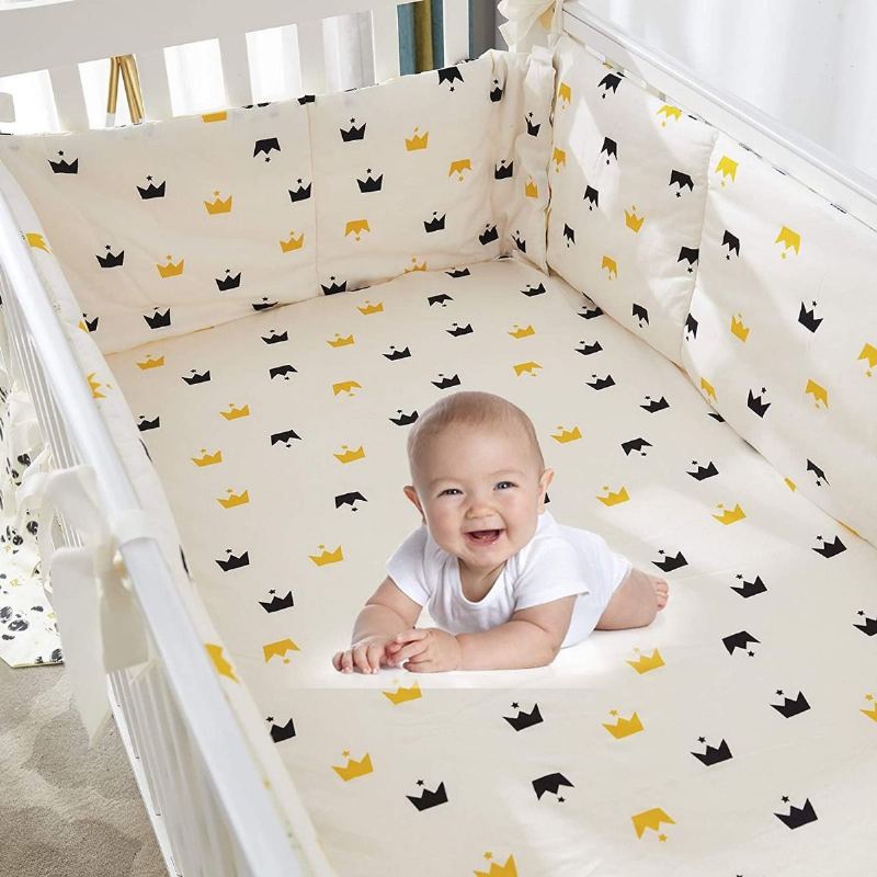 Černá Bílá Panda Povlečení Do Postýlky Set 100% Bavlna Neutrální Do Školky Roztomilá Sada Přikrývek Crown