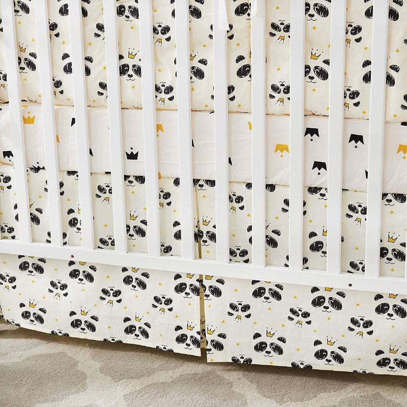 Černá Bílá Panda Povlečení Do Postýlky Set 100% Bavlna Neutrální Do Školky Roztomilá Sada Přikrývek Crown