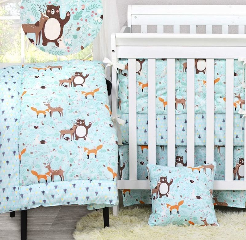 Chlapecké Povlečení Do Dětské Postýlky Jungle Animal Woodland Postýlka Sada Ze 100% Bavlny Pro Chlapce S Roztomilým Medvědem Jelen Fox Animals